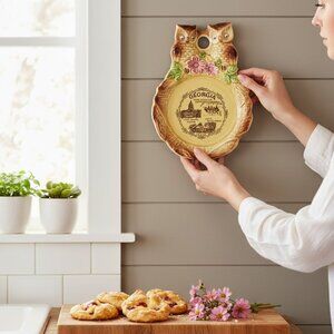VTG Japan Scotty Owl Spoonrest Wall Plaque Hanging Googly Eyes Georgia Souvenir